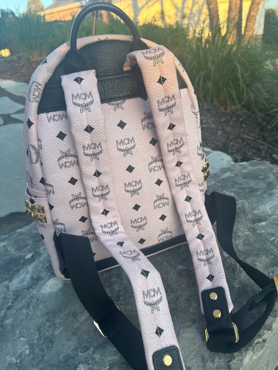 MCM Pink Visetos Mini Backpack with Gold Hardware main image 6